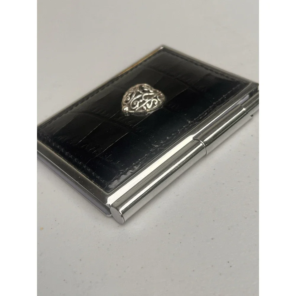 Brighton Black Croc Embossed Notepad Memo Holder Heart Pen Desk Accessory